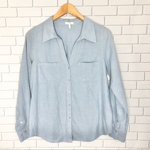 Joie Blue 100% Cotton Button Down L/S Top Size S